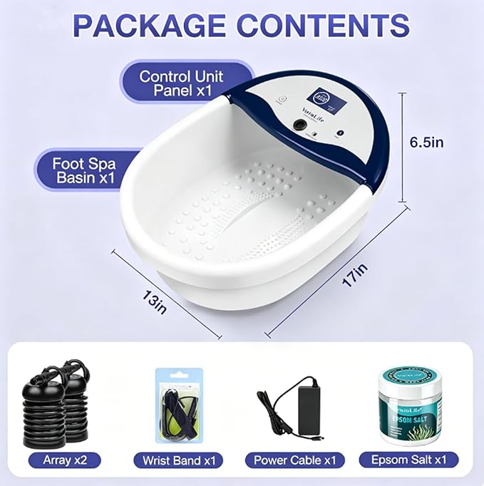 Ionic Foot Detox Machine,Detox Foot Bath Machine, Foot Spa with Epsom Salt, 2 Array Plates, Timer, Wristband & Large LCD, Foot Massage Basin for Home Hydrotherapy
