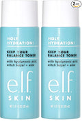 e.l.f. Skin Holy Hydration! Keep Your Balance Toner Mini, Gentle, Refreshing, Removes Makeup & Impurities, Hydrates, Cleanses, Soothes, Infused with Hyaluronic Acid, Witch Hazel and Aloe (Pack of 2)
