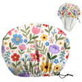 Bohemian Floral Patterns Reusable Shower Cap Cute Double Layer Waterproof Shower Caps Large Elastic Hair Cover Adjustable Hair - Drying Caps for Woman Bath SPA Travel One Size Fits Most