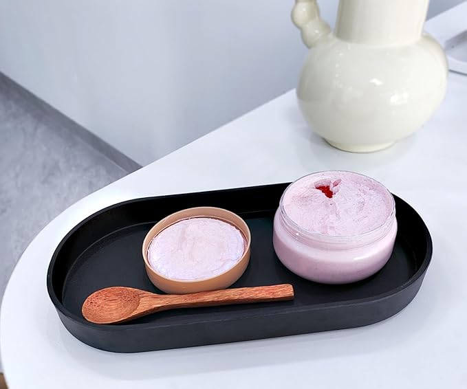 Black Small Tray (11.8 inch), 3 Pack Oval Tray for Kitchen Counter, Bathtub Bathroom Vanity Items, Countertop Organizer, Coffee Accessory, Bar, Serving Seasoning, Salt and Pepper, Soap.