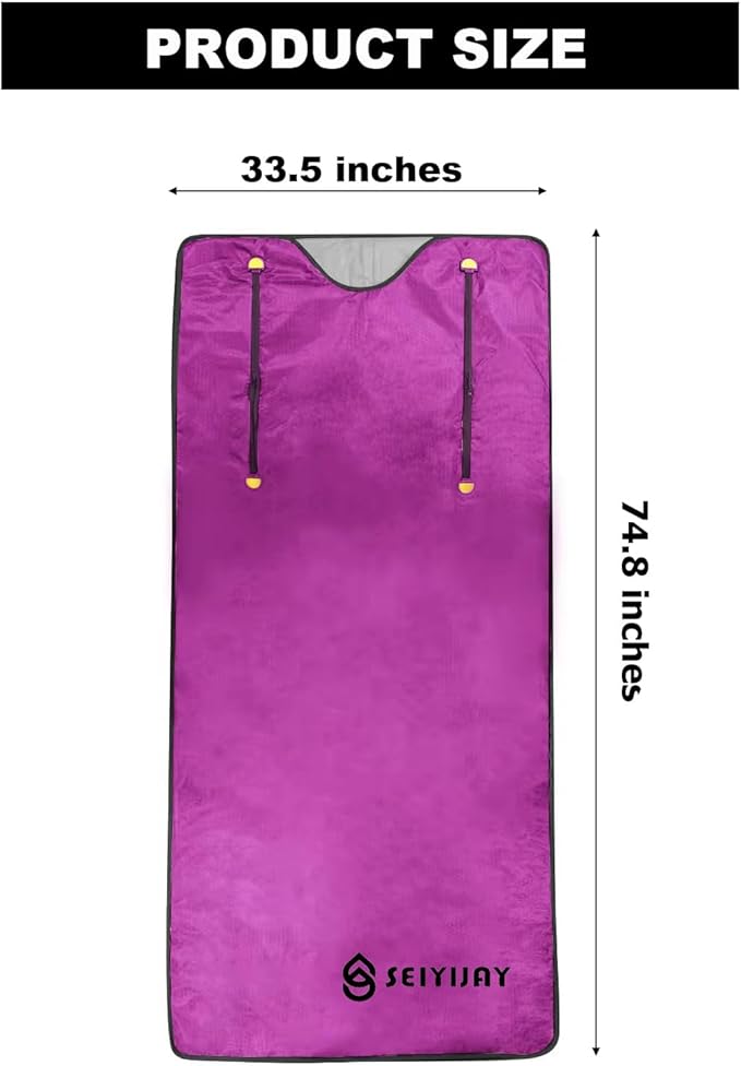 Infrared Sauna Blanket, Upgraded Blanket for Detox, Home Sauna with Remote, Including 5 Pieces Plastic Sheeting for Body Wrap (Purple)