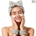 Fmeida Skincare Headband, Spa Headband and Wrist Bands for Washing Face Light Coffee
