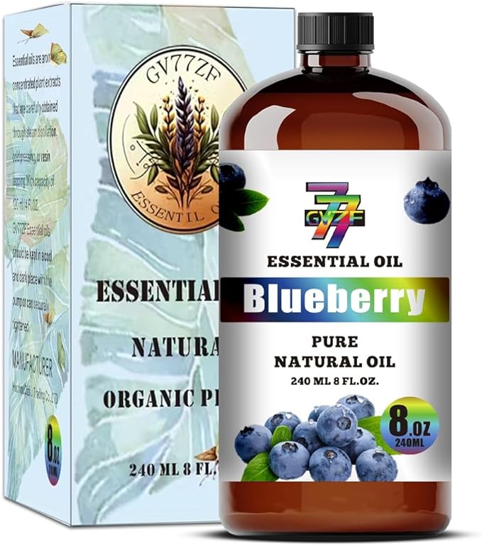 Blueberry Essential Oil - GV77ZF Blueberry Oils for Diffusers, Humidifiers, DIY Candles, Soap, Cleaning, Home, Office, Yoga, Massage, Gifts - 8 fl oz (240 ml)