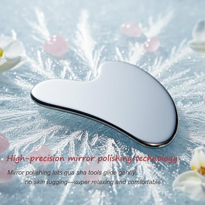Gua Sha Facial Tools Capable of Facial Sculpting Big Size,304L Stainless Steel Metal Gua Sha Lymphatic Drainage Massager for Daily Skin Care Beauty Routine