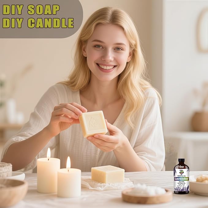 Lavender Essential Oil - GV77ZF Lavender Oils for Diffusers, Humidifiers, DIY Candles, Soap, Cleaning, Home, Office, Yoga, Massage, Gifts - 4 fl oz (120 ml)