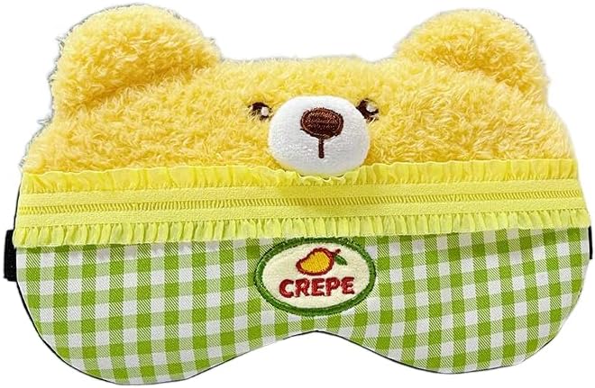 PERFECTSIGHT Sleep Eye Masks, Cute Plush Sleep Eye Cover Lightweight Adjustable Eyeshade Faux Fur Mask Cover for Women Men Kids Sleep Travel Nap, Cake Bear