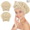 SUNLAND Large Microfiber Hair Drying Caps with Bow Knot Fast Drying Shower Cap Soft and Absorbent hairWrap Hair Turban Bath Caps for Curly Thick and Wet Hair