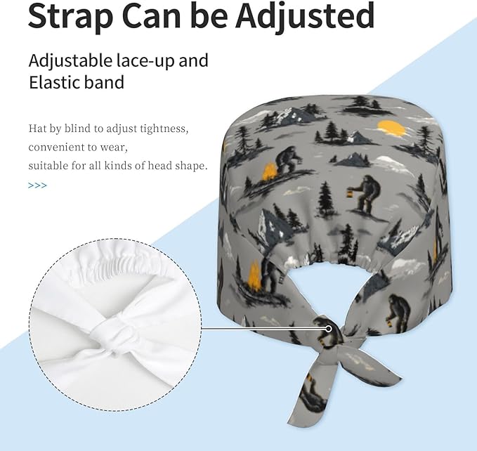 Alligator Ice Cream Working Cap, Scrub Cap with Sweatband, Adjustable Tie Back Hat Breathable Headgear for Women/Men