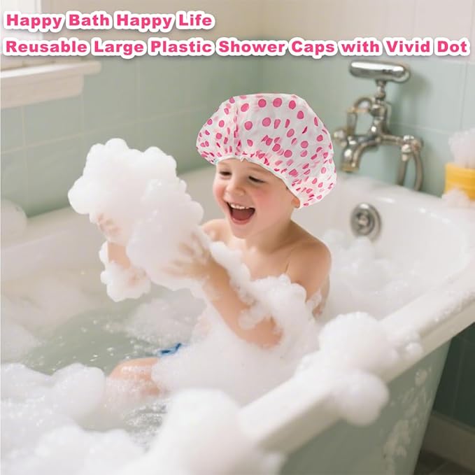 18 Pack Shower Caps for Women,Waterproof Reusable & Disposable Adjustable Bath Caps For Spa Long Hair Travel Saunas (Red)