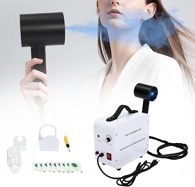 Nano Hair Steamer Spray Machine, 1300W Multifunctional Nano Steam Gun,Professional Hair Salon Steamer Gun with 11.83 oz Water Tank, Blue Light Color Processor for Homes, Hair Salons