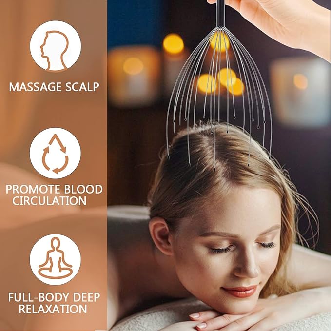 Svjetiq 2 Pack Head Massager Scalp Massager 20 Fingers Handheld Scalp Scratcher Head Scratcher Stress Relax for Deep Relaxing, Christmas Gift Stocking Stuffers for Men Women Adults