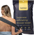 Sima Brand Exfoliating Washcloth Face & Body Scrub Towel - Japanese Exfoliating Towel with Hexagon Fibers, Body Scrubber with 2 Sides for Scrubbing & Washing, Extra Long Towels (Black, 2 Pack)