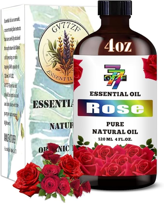Rose Essential Oil - GV77ZF Rose Oils for Diffusers, Humidifiers, DIY Candles, Soap, Cleaning, Home, Office, Yoga, Massage, Gifts - 4 fl oz (120 ml)
