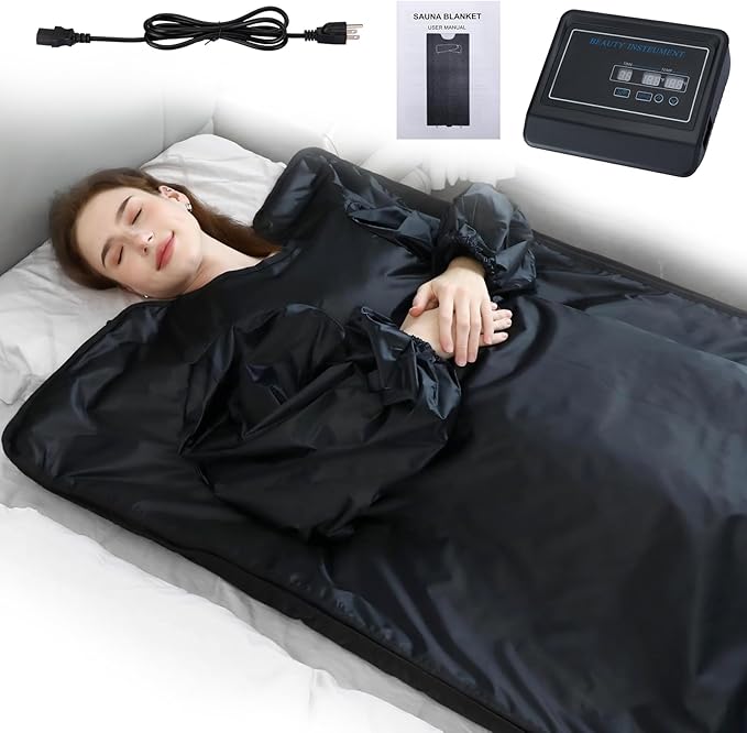 Lcoco&Dream Portable Sauna Blanket, Dual Sided Temperature Control，Relaxation and Detox Washable & Foldable with Carrying Bag and Remote Control, 90-180℉, 30-90 Minutes Timer, (6 x 3) FT