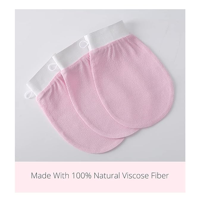 DEWYGLO Dewyglo Exfoliating Glove (Pink),Made with 100percent Viscose,a Biodegradable Fibre Exfoliating Body Glove is Reusable,Gentle and Suitable for Sensitive Skin