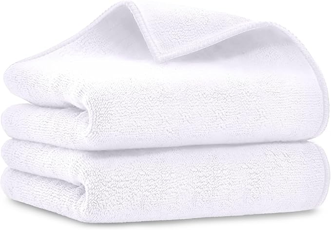 UNIMADE Salon Towels 2 Pack, Super Soft Microfiber Hand Towel, Highly Absorbent Hair-Drying Cloth for Gym, Bath, Spa Use and Home Beauty Care - White (16x29 inch)