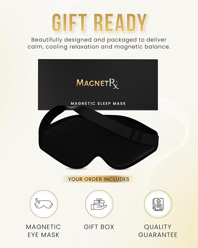 MagnetRX® Magnetic Sleeping Mask – Effective Magnetotherapy Magnetic Sleep Masks for Men & Women with 11 Neodymium Magnets – 100% Blackout Sleep Mask for Deep Relaxation, Travel & Meditation