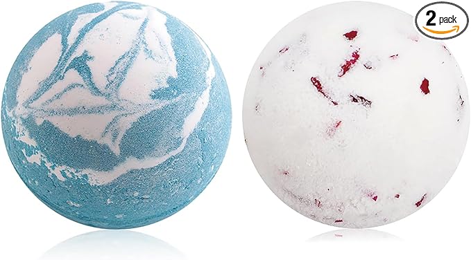Bath Bombs for Women Spa Gift Set with Peppermint and Rose Milk Essential Oils Sea Salt Relaxing Birthday Gift for Her Bubble Bath Skincare Relaxation Aromatherapy Gifts 2 Pack