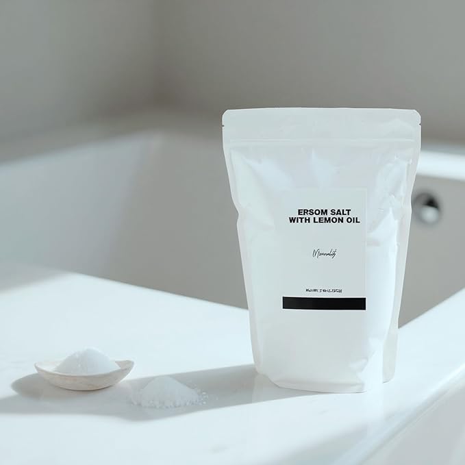Minimalist Epsom Salt with Lemon Oil, Perfect for Scented Baths and Foot Soaks, Packaged for Convenience in a Refillable Bag (24 Ounce)