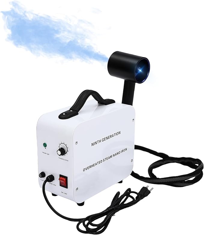 Nano Hair Steamer Spray Machine, 1300W Multifunctional Nano Steam Gun,Professional Hair Salon Steamer Gun with 11.83 oz Water Tank, Blue Light Color Processor for Homes, Hair Salons