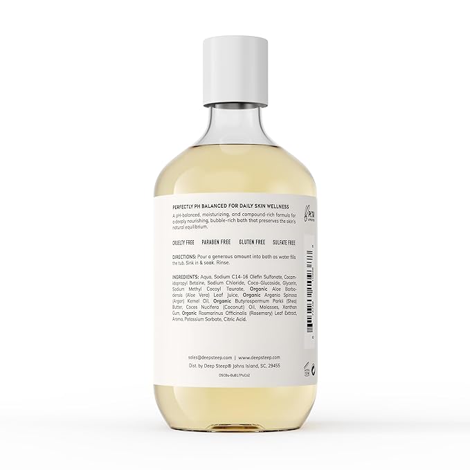 Deep Steep Pure Coconut Bubble Bath for Women, Hypoallergenic, Clinically Tested, Clean Formula for Sensitive Skin, Sulfate-Free, 17 fl oz Bottle, Essential Bath Accessories