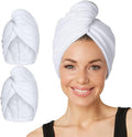 Turbie Twist 2-Pack Microfiber Hair Towel for Beauty, Travel, Gifting - Hair Wrap Turban for Straight, Wavy & Curly Hair - Premium Personal Care - White & White