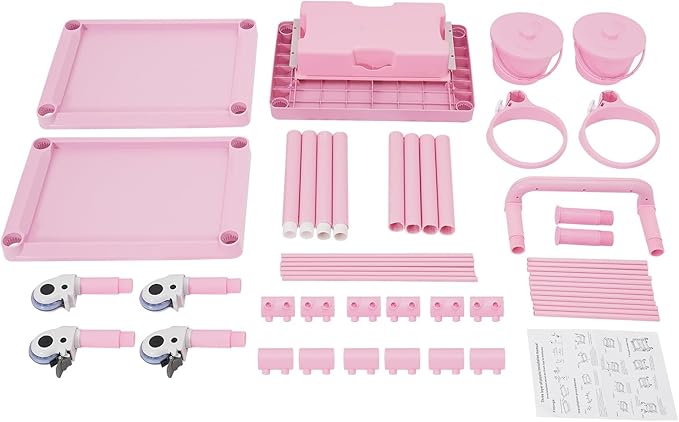 Salon Storage Cart, 3 Tier Rolling Beauty Organizer with 2 Garbage Baskets & 1 Drawer, 80kg/176.37lbs Capacity, Movable Storage Trolley for Beauty Salon SPA (Pink)