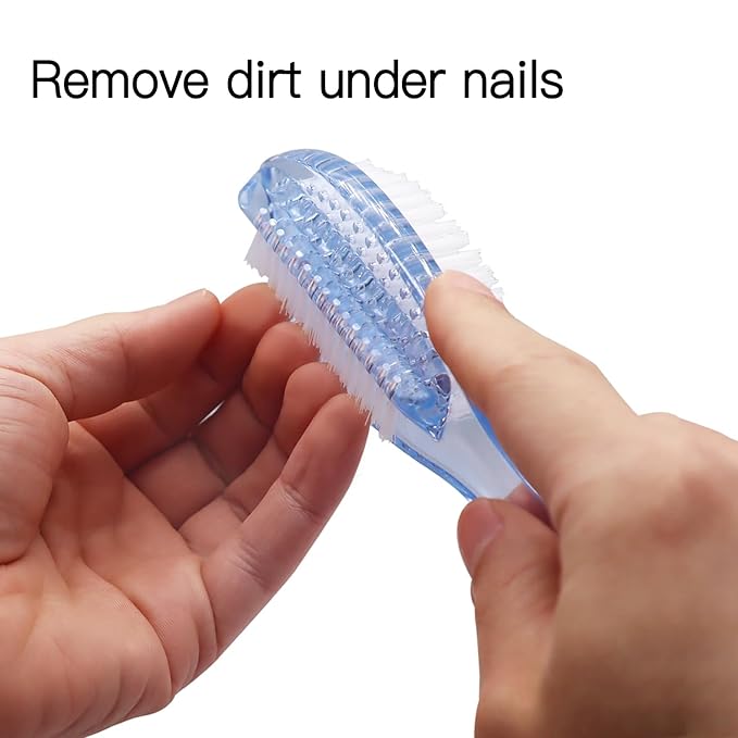 Handle Grip Nail Brush Two Sided Hand Fingernail Cleaning Brush Foot Scrub Brush Soft Stiff Bristles Fingernails Toenails Toes Scrubber Brushes for Men Women Kids, 4 PCS