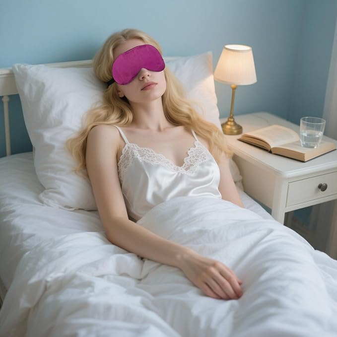 2 PCS Purple Satin Sleep Masks, Adjustable Silk Eye Mask for Sleeping, Eye Sleep Shade Cover, Blind Folds Soft Breathable Blindfold for Play Party Games Airplane Travel Essentials Cover Gifts