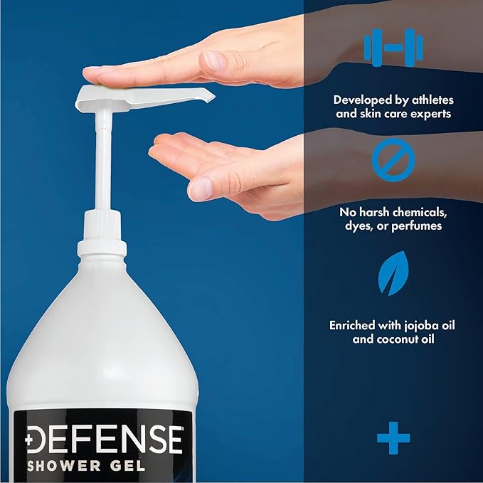 Defense Soap Tea Tree Body Wash Shower Gel 1 Gallon (128 Fl Oz) | Organic Tea Tree Oil & Eucalyptus | Wrestling, BJJ & Gym Soap for Athletes | Ringworm, Jock Itch & Body Odor Defense