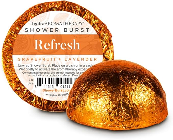 hydraAROMATHERAPY Shower Burst Tablets Essential Oil Steamers Made in USA, 3 Pack (2 Ounces Each), Deck the Halls