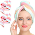 AuroTrends Microfiber Hair Towel 2Pack, Hair Towel Wrap for Women/Kids- Super Absorbent Soft Microfiber Towel for Hair, Hair Drying Towels for Long/Thick/Fine/Curly Hair (Set of 2, Rainbow)
