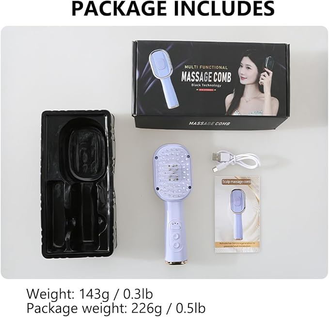 ThreeH Scalp Care Massage Brush with LED Light Therapy Electric Vibrating Hair Growth Stimulator for Thicker Hair Green