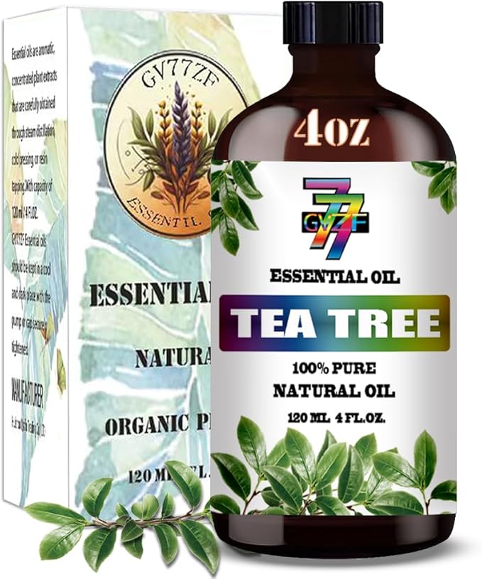Tea Tree Essential Oil - GV77ZF Tea Tree Oils for Diffusers, Humidifiers, DIY Candles, Soap, Cleaning, Home, Office, Yoga, Massage, Gifts - 4 fl oz (120 ml)
