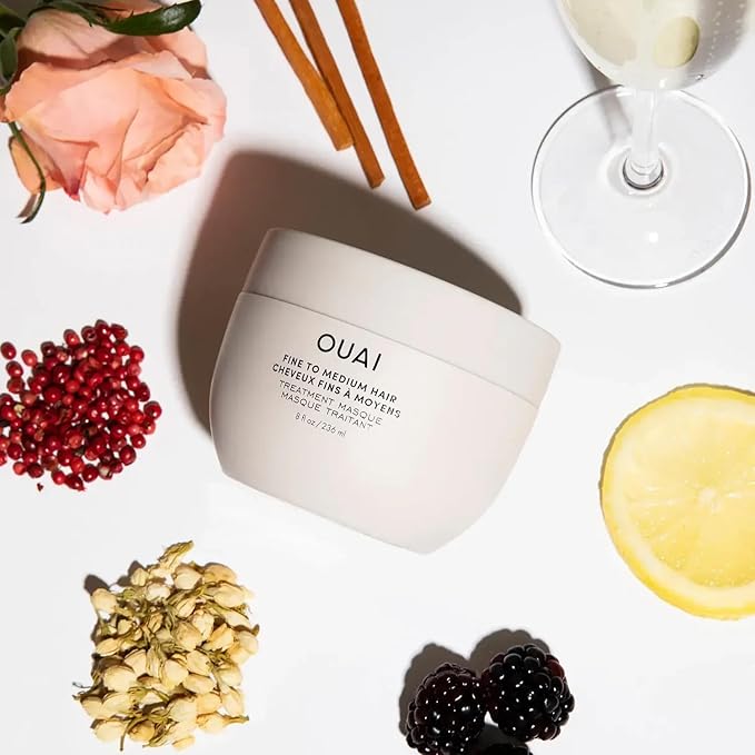 OUAI Fine to Medium Hair Treatment Mask - Lightweight Deep Conditioning Hair Mask with Shea Butter, Keratin & Panthenol - Helps Hydrate, Fight Frizz, Strengthen & Repair Damage (3.4 oz)