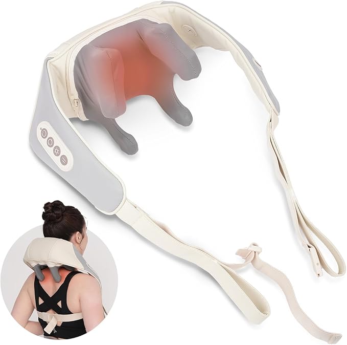 HuBDIC HubiCare Mini Neck Massager with Heat, Cordless Electric Massager for Neck and Shoulder, Upgarded 4D Deep Tissue Kneading, Deep Massage at Home for Pain Relief, Muscle Relaxation Gifts