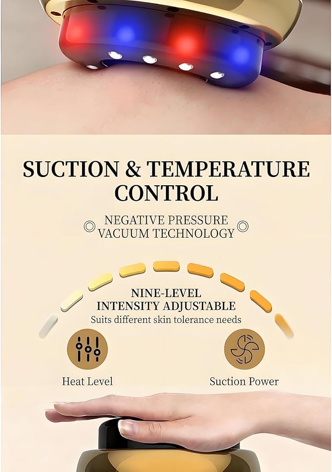 Vacuvia for Cellulite,2-in-1 LED Light Therapy and Vibration Massager,ull Body Electric Massage Tool with 9 Adjustable Intensity Levels,Portable Rechargeable Design for Arms, Legs, Back and Abdomen
