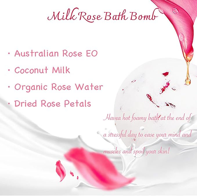 Bath Bombs for Women Spa Gift Set with Lemon Peach and Rose Milk Essential Oils Sea Salt Relaxing Birthday Gift for Her Bubble Bath Skincare Relaxation Aromatherapy Gifts 2 Pack