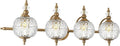 Brushed Gold Bathroom Vanity Light Fixture Vintage Style - 4 Light G9 Bulb Compatible, 30" Wide Bathroom Lighting Over Mirror with Hand-Etched Glass Shades, Easy Mount for Makeup Area