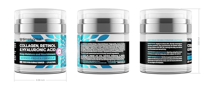 Anti-Aging Face Moisturizer with Retinol, Collagen & Hyaluronic Acid - Made in USA - Moisturizer Face Cream for Women & Men - Firming & Hydrating Neck Cream - Day & Night Skin Care - 1.7 fl oz