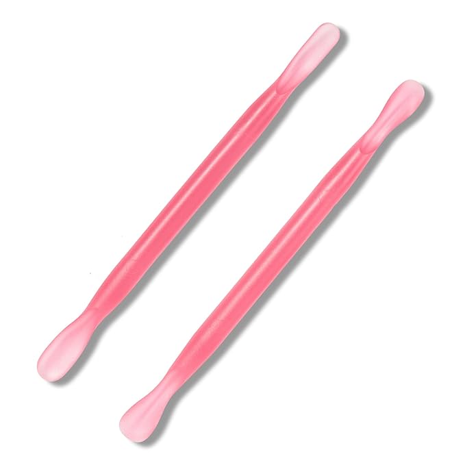 2Pcs Plastic Cuticle Pusher, Dual-end Dead Skin Nail Pusher, Gentle Plastic Pusher, Gel Polish Remover Tool, Manicure and Pedicure Tool, Rose Red