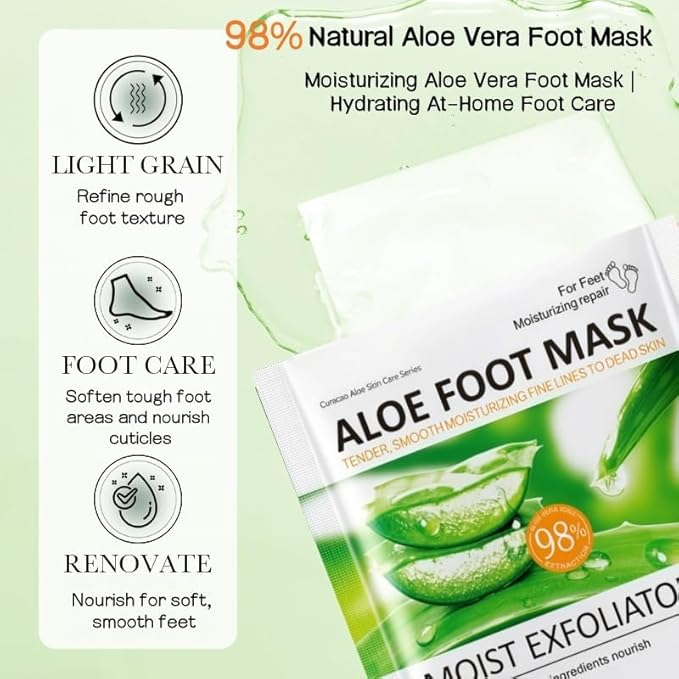 8 PCS Aloe Vera Moisturizing Mask Set - Hand & Foot + Face & Lip Masks, Dry Skin Comfort & Quick Hydration, Plant-Based Skincare Thoughtful Holiday Gift for Her, Suitable for All Skin Types,