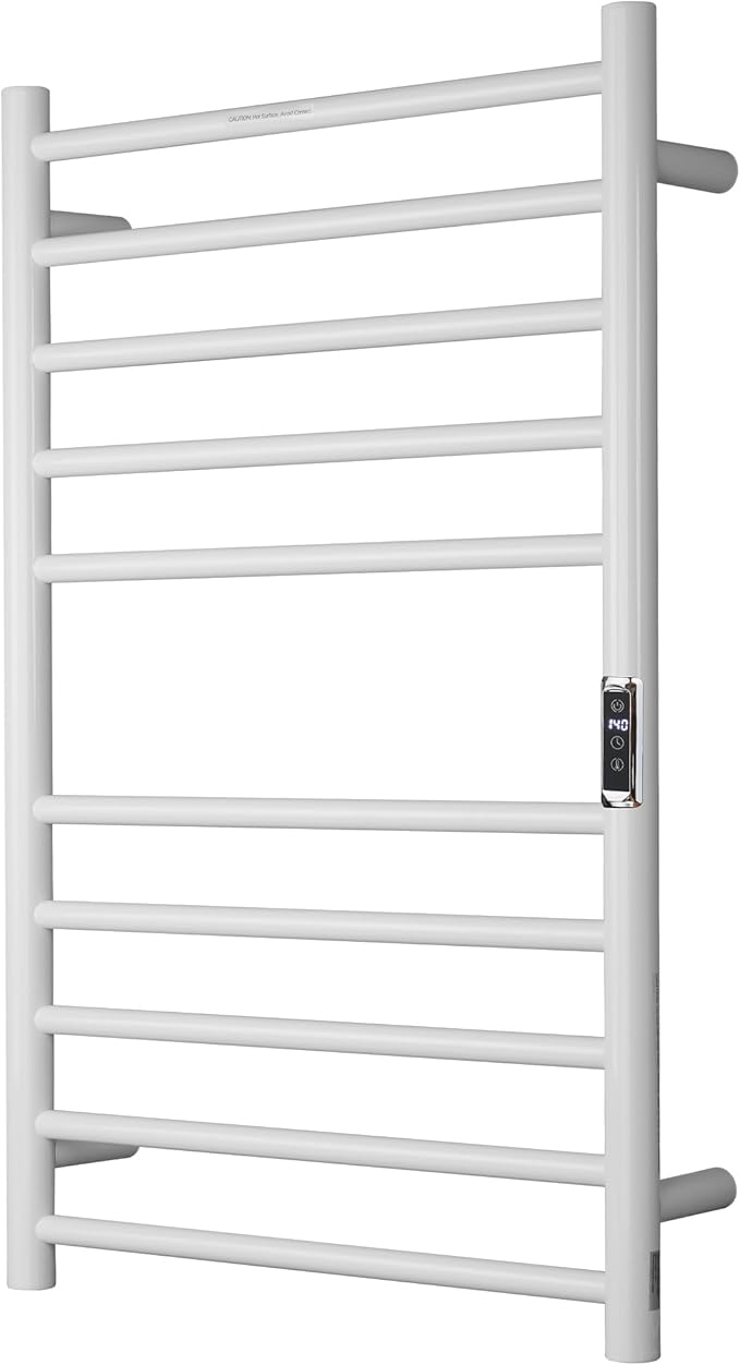 Heated Towel Racks for Bathroom, Wall Mounted Electric Towel Warmer Racks with Timer & Temperature Control, 10 Bar Stainless Steel Towel Heater for Bathroom,White, Plug-in