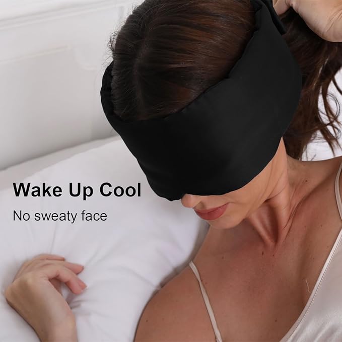 100% Mulberry Silk Sleep Mask for Women & Men Beauty Sleep, Adjustable Blindfold Silk Eye Mask for Sleeping Side Sleepers, Soft Pressure-Free Design for Home, Travel, Office, Nap