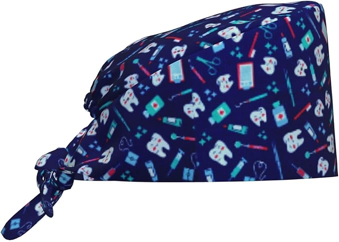 Working Cap Scrub Caps with Sweatband Adjustable Tie Back Hat Nurse Surgical Caps Unisex