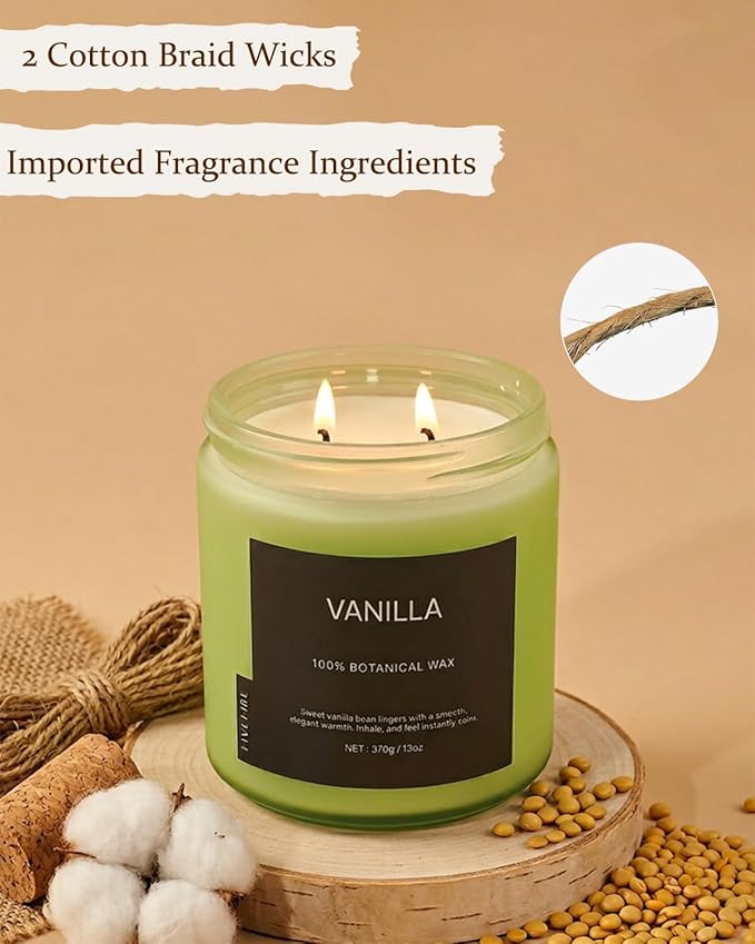 Vanilla Scented Candle, 13oz Soy Wax Candle, 70–80 Hour Burn Time, Warm & Sweet Home Fragrance, Cozy Candle for Relaxation, Gift for Women Men, Bedroom & Self Care Use