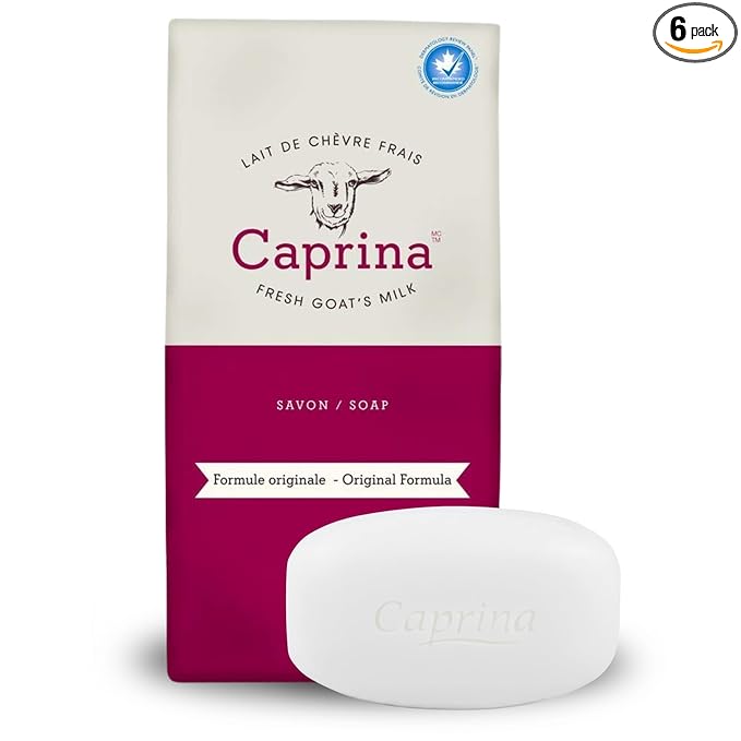 Caprina Fresh Goat’s Milk Bar Soap ORIGINAL (6-Pack) 3.2 oz (90g) each, Classic Clean Scent, Gentle Daily Cleanser, Softening Biodegradable Formula