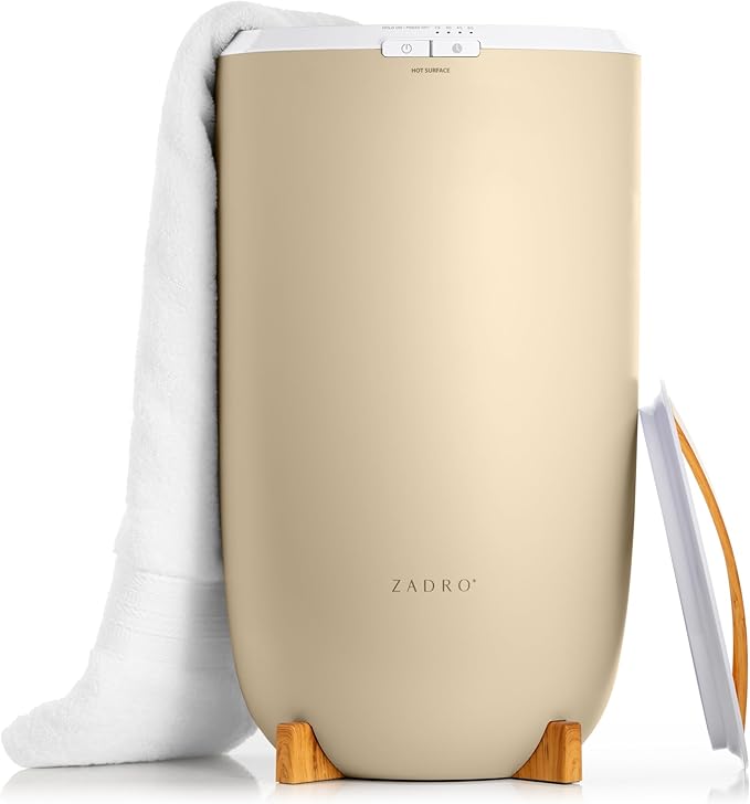Zadro Large Aromatherapy Towel Warmer Bucket - with Essential Oil Wood Disk for Spa and Bathroom, Luxury Stainless Steel Towel Heater, Auto Shut off, Fits 2 large Towels, Blanket, Bathrobe, PJs