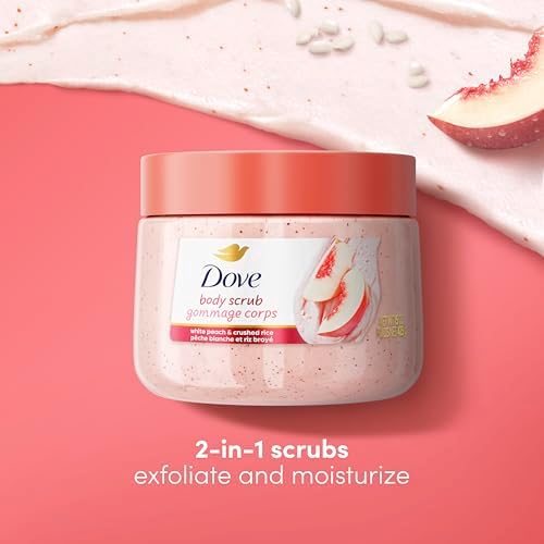Dove White Peach & Crushed Rice Body Scrub Exfoliates and Deeply 15 Ounce (Pack of 12) - Image 2