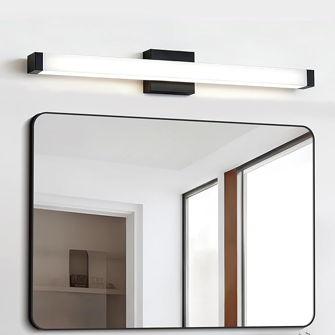 Bathroom Light Fixtures Over Mirror 22IN, 19W 5CCT Dimmable Modern Vanity Lights,Black Bar Vanity Light for Bathroom Mirror Restroom, Wall Light Fixtures Vanity Lighting